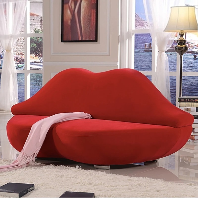 Nordic style creative personality red lips casual clothing store lounge area hotel double fabric sofa