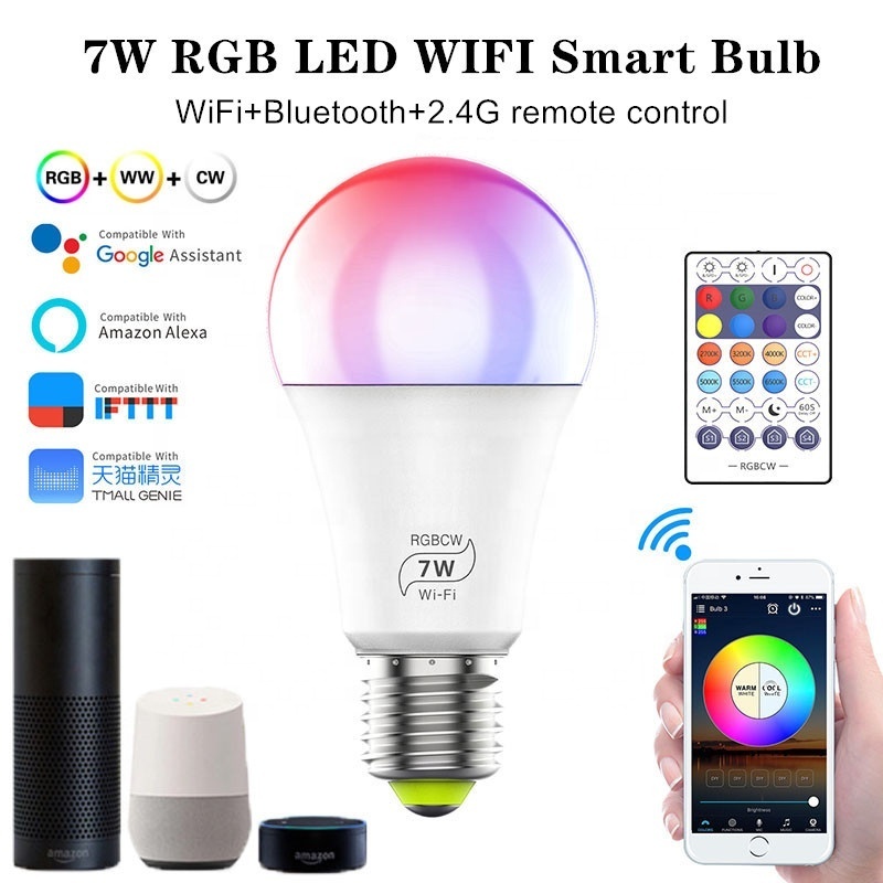 Magic home Smart WIFI Bulb E27 LED 2.4G Light bulb RGBCCT Multicolor Dimmable Compatible with Alexa Google Home Voice Control