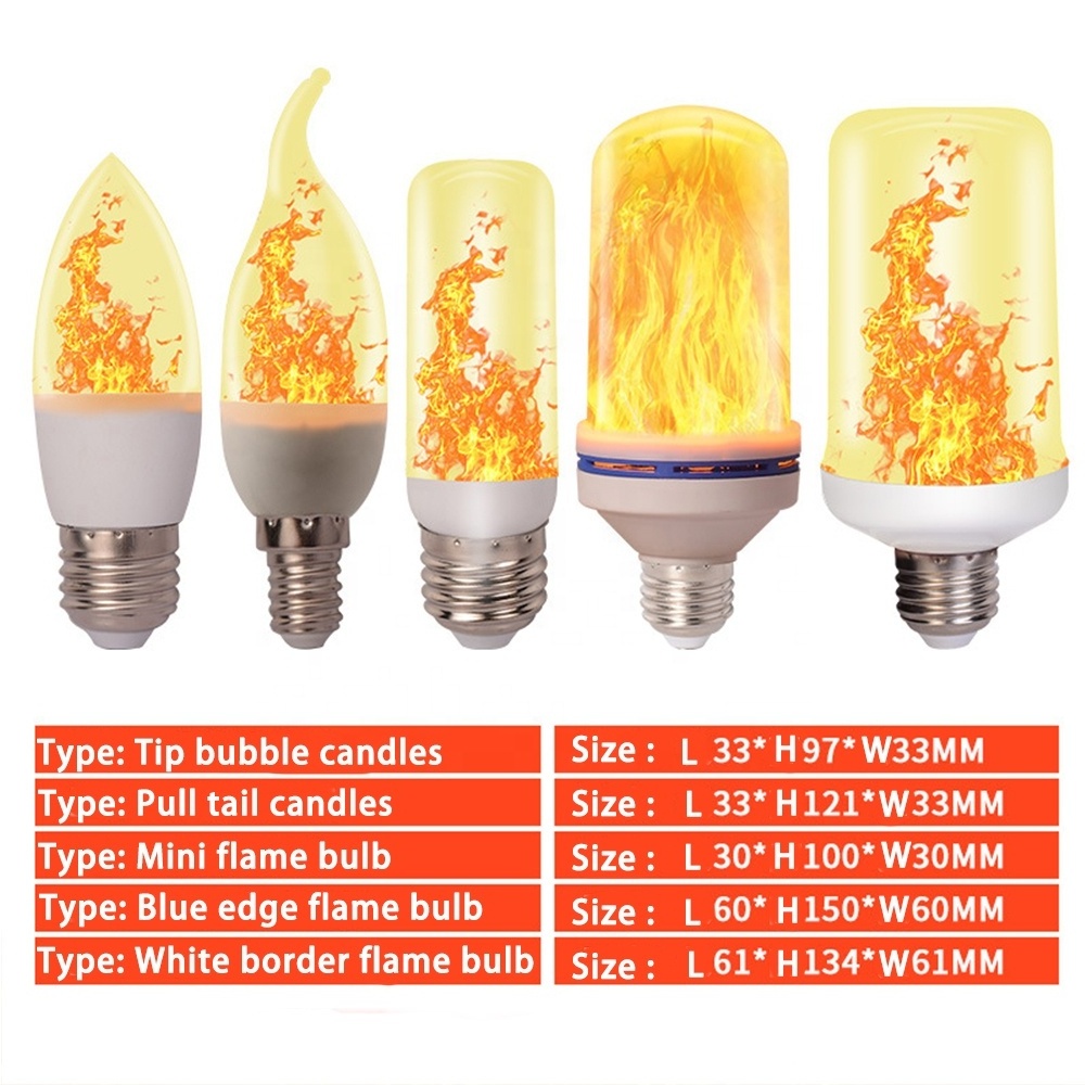 LED Flame Effect Light Bulb for Christmas Decor 4 Modes E26 E27 B22 Led Flickering Flame Light Bulbs with Upside Down Effect