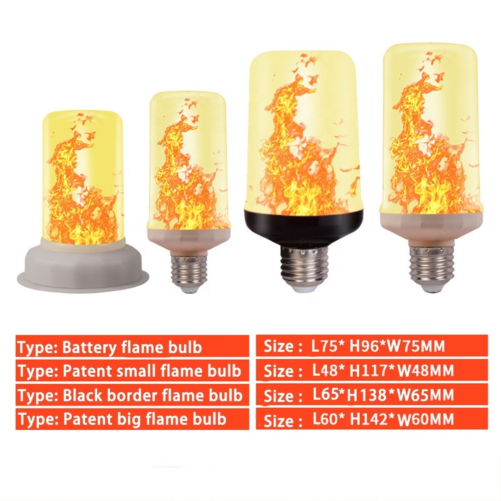 LED Flame Effect Light Bulb for Christmas Decor 4 Modes E26 E27 B22 Led Flickering Flame Light Bulbs with Upside Down Effect