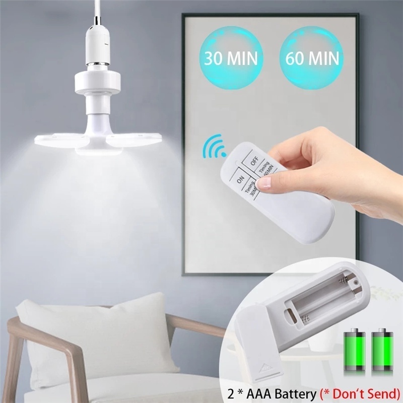 E27 LED 4+1 mini Fan Blade Bulb AC85-265V 28W Foldable Led Light Bulb Home Ceiling Light With Remote Controller Timing Lamp