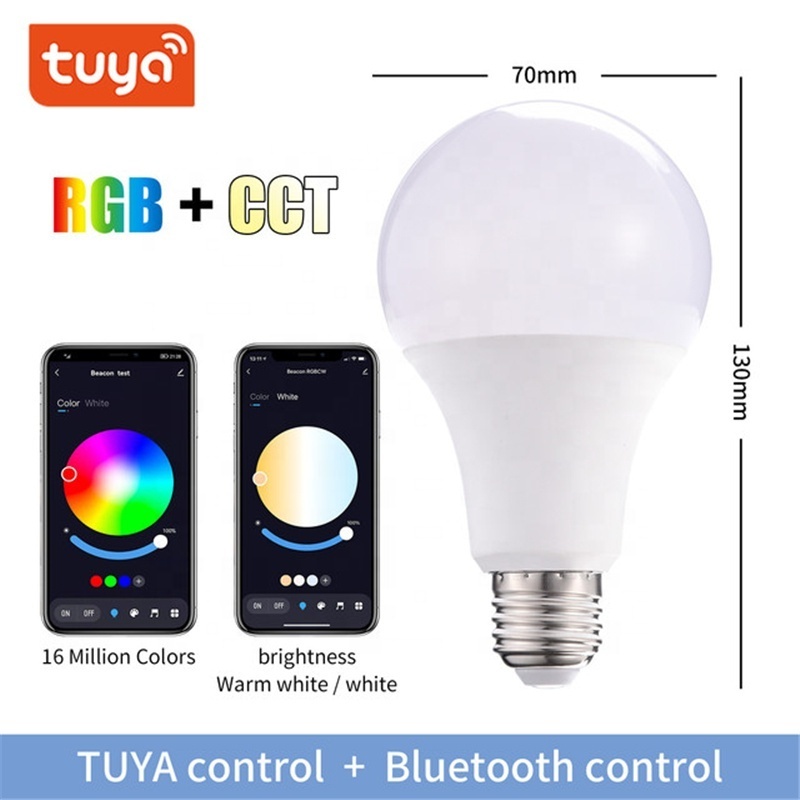 10W RGB+CCT Dimmable bulb A70 LED Smart wireless Bulb Tuya APP AC85-265V RGBCW Light bulb E27 E26 B22