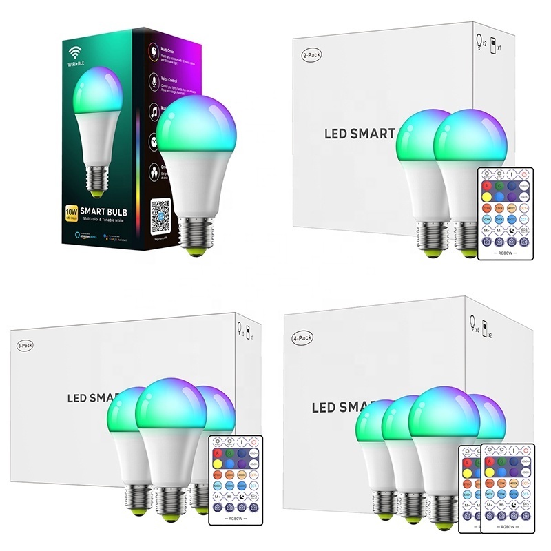 220V 10W LED Smart WIFI Bulb E27 RGBCCT Multicolor Dimmable light bulb Work with Alexa Google Home Voice Control Magic home APP