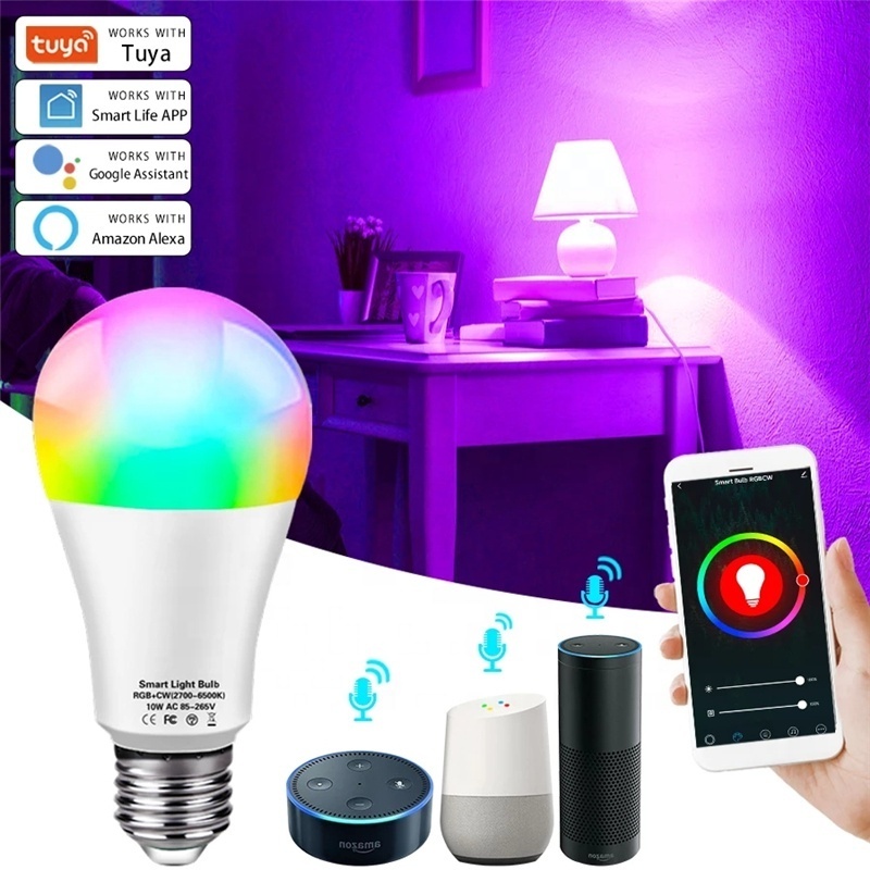 9W/10W LED Tuya Smart Wifi Light Bulb E27 RGBCW Dimmable Bulb Work with Alexa Google Home Voice Control Smart Life APP