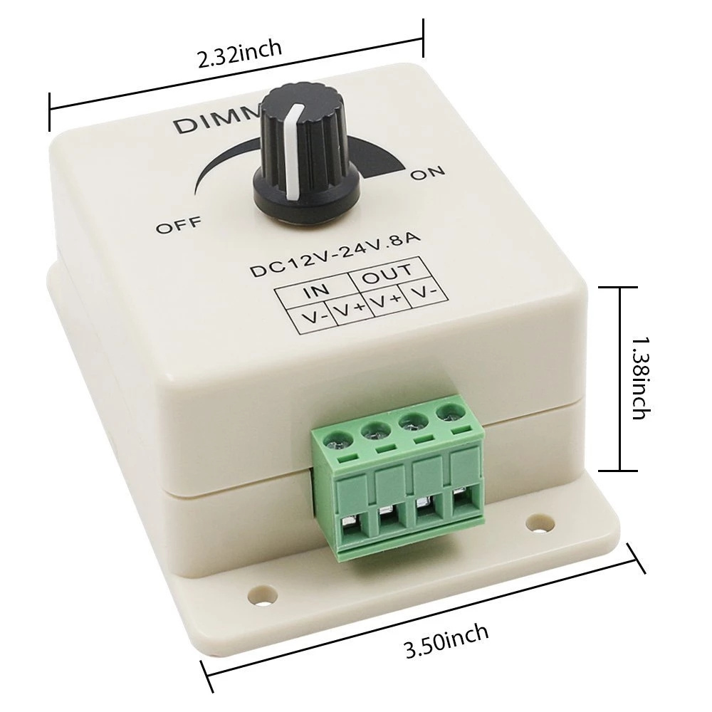 LED Dimmer Switch DC 12V 24V 8A Adjustable Brightness Lamp Bulb Strip Driver Single Color Light Power Supply Controller