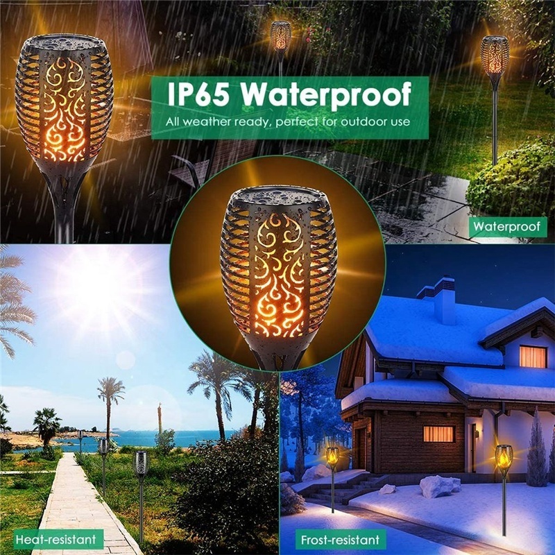 Waterproof Three Modes 96LED Solar Fire Flickering Flame lamp Garden Torch Light Outdoor Solar Flickering Dancing Flame Lights