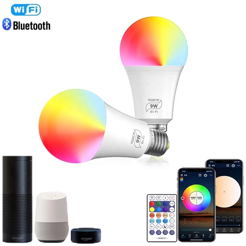 Magic home Smart WIFI Bulb E27 LED 2.4G Light bulb RGBCCT Multicolor Dimmable Compatible with Alexa Google Home Voice Control