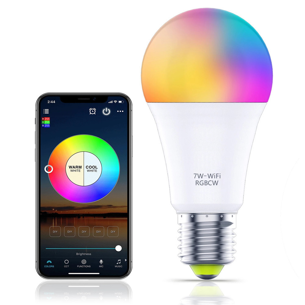 WiFi Smart Light Bulb B22 E27 LED RGB Lamp Work with Alexa/Google Home 85-265V RGB+CW  Dimmable Timer Function Magic Bulb