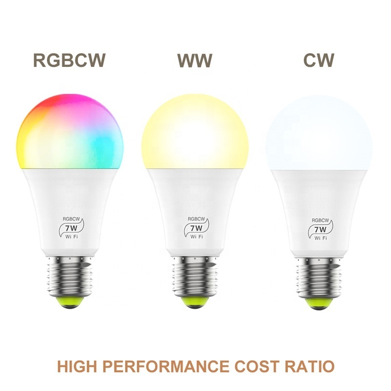 Magic home Smart WIFI Bulb E27 LED 2.4G Light bulb RGBCCT Multicolor Dimmable Compatible with Alexa Google Home Voice Control