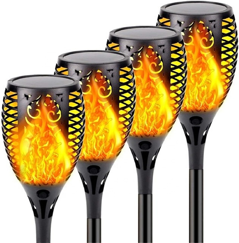 Waterproof Three Modes 96LED Solar Fire Flickering Flame lamp Garden Torch Light Outdoor Solar Flickering Dancing Flame Lights