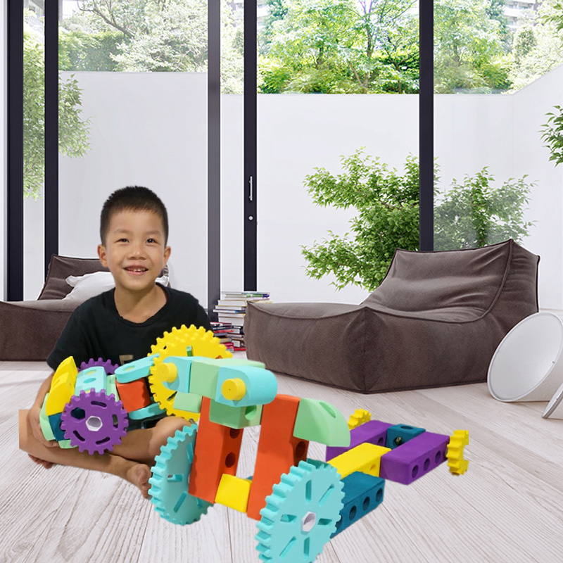 Building Block Sets Indoor Interactive Game Eva Foam Block DIY Mobile Block Car For Kids