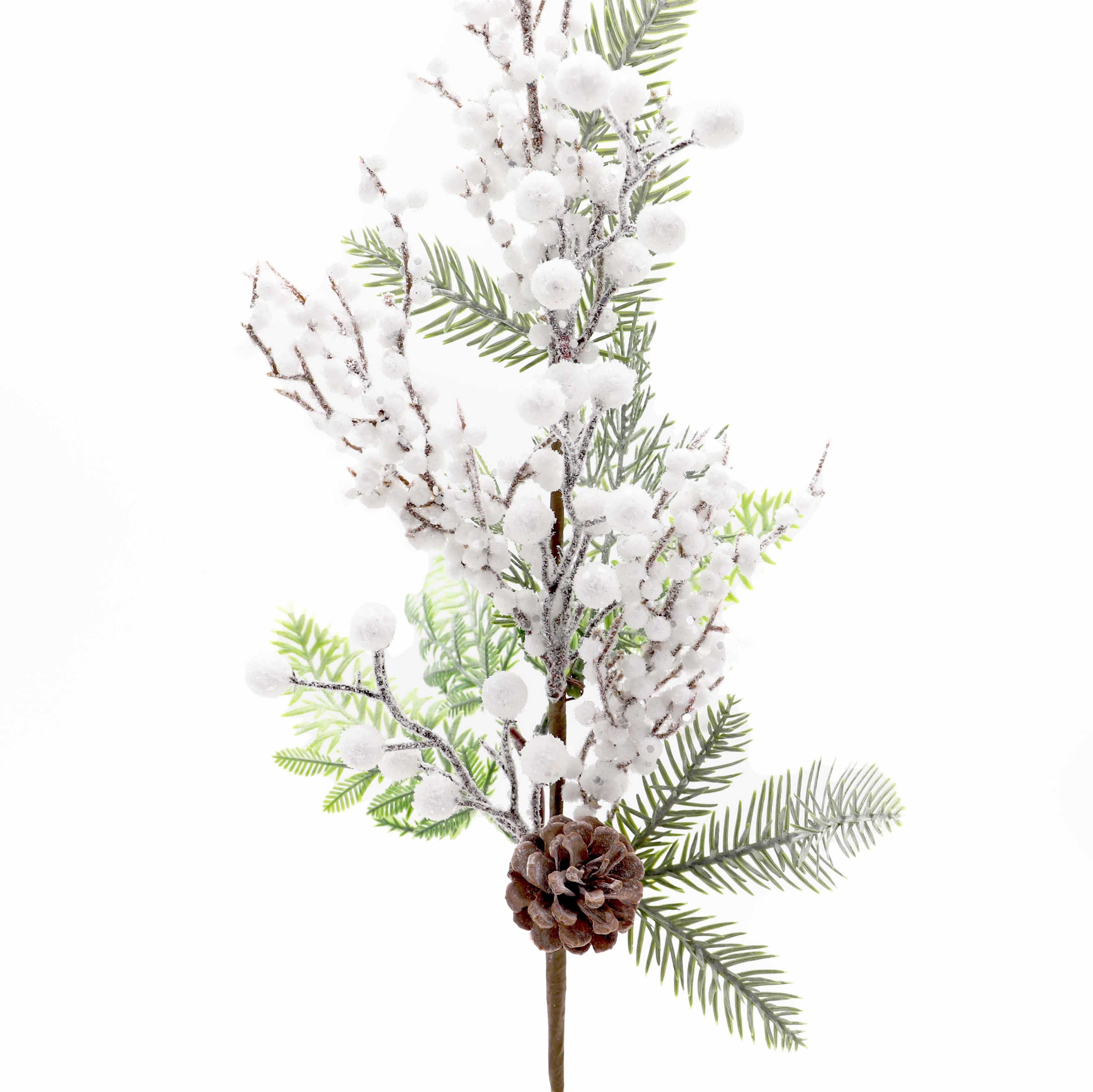 Frosted Christmas Tree Branches Snow Spray Greenery Vase Filler Winter Season Greeting Xmas Decoration Artificial Frozen Berries