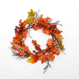 Factory wholesale Fall Wreath Harvest Maple Leaf Artificial Berries for Wall Front Door Thanksgiving Party Decor