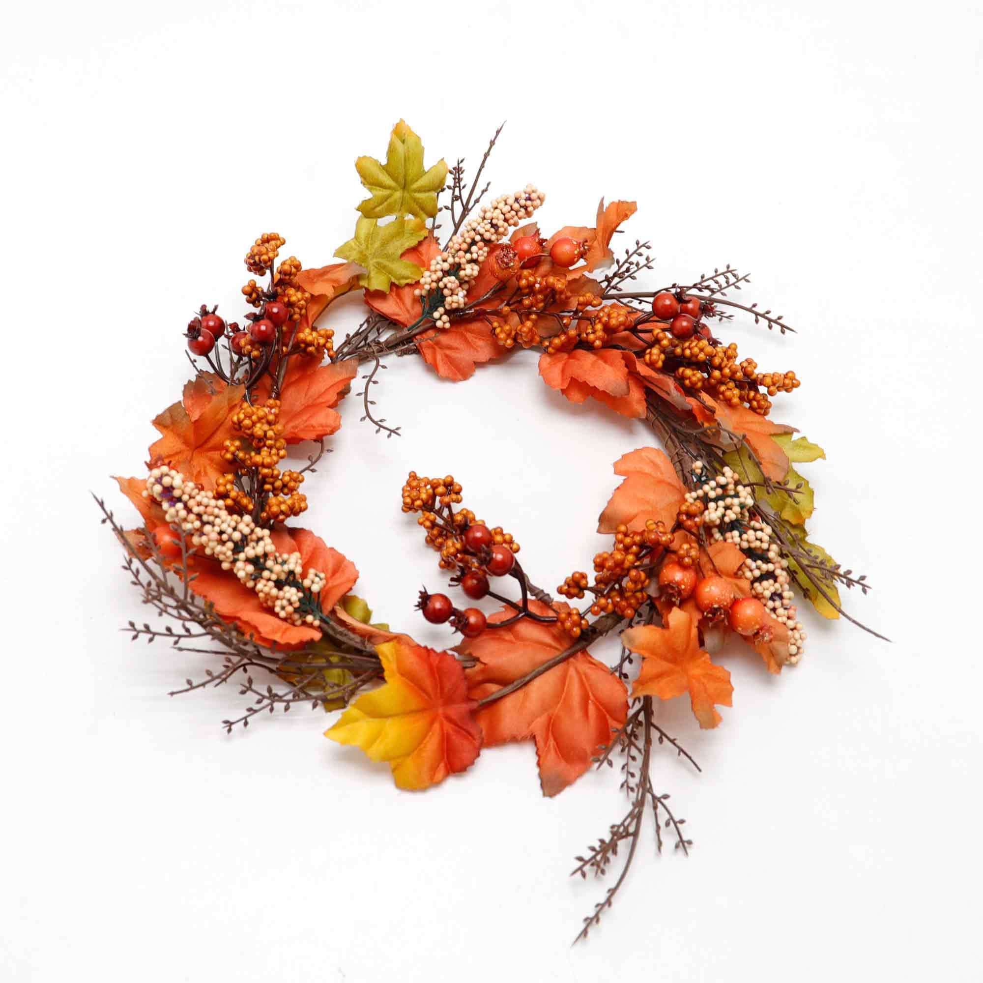 Factory wholesale Fall Wreath Harvest Maple Leaf Artificial Berries for Wall Front Door Thanksgiving Party Decor