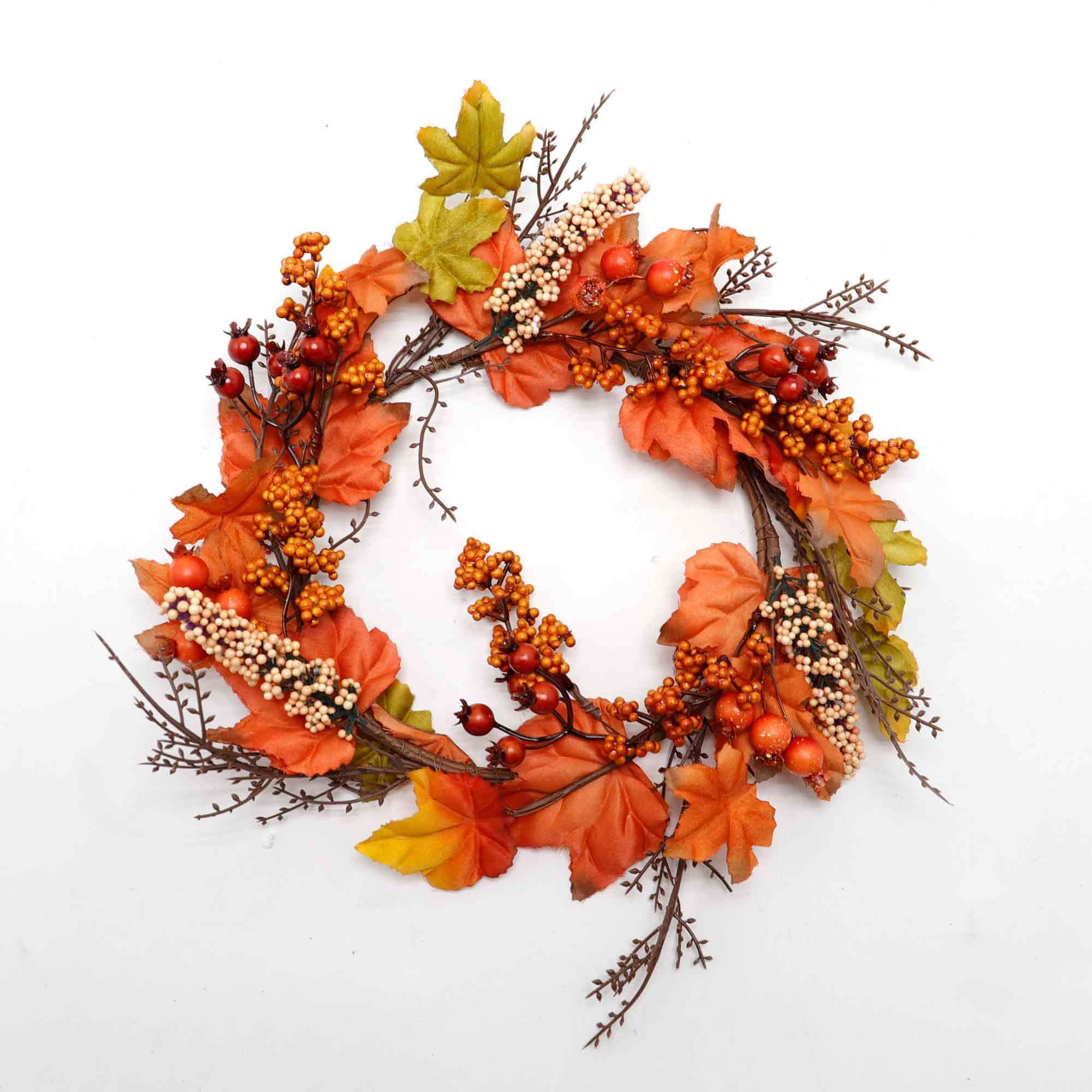 Factory wholesale Fall Wreath Harvest Maple Leaf Artificial Berries for Wall Front Door Thanksgiving Party Decor