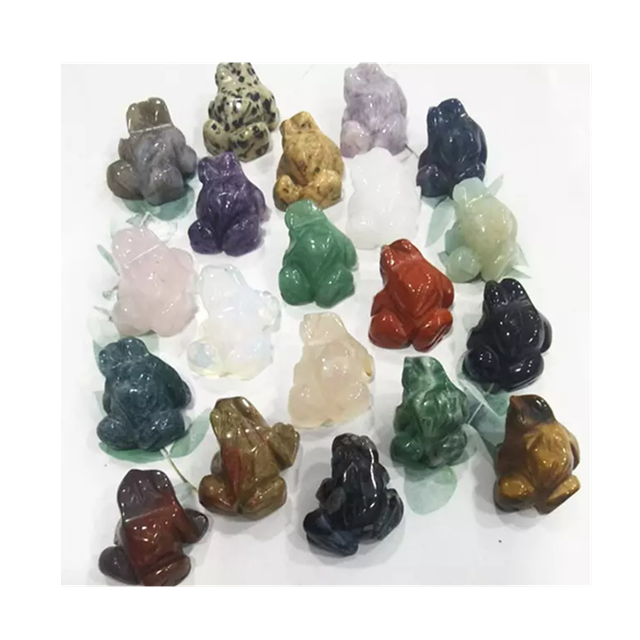 wholesale natural polished crystal animals carvings mixed quartz frog crystal carving