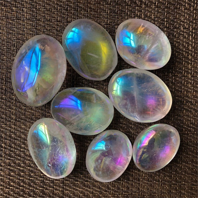 Natural carved crystal gemstones aura clear quartz palm crystals healing stones for home decor