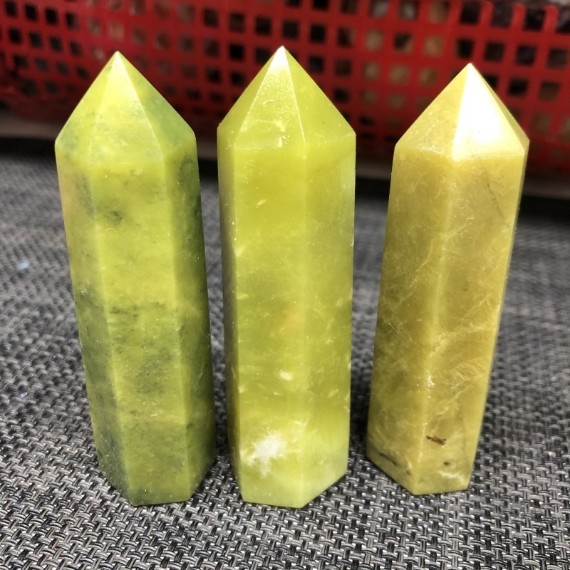 best selling Wholesale Crystal Tower Point healing mineral Natural Lemon Jade tower polished Crystal Points for fengshui