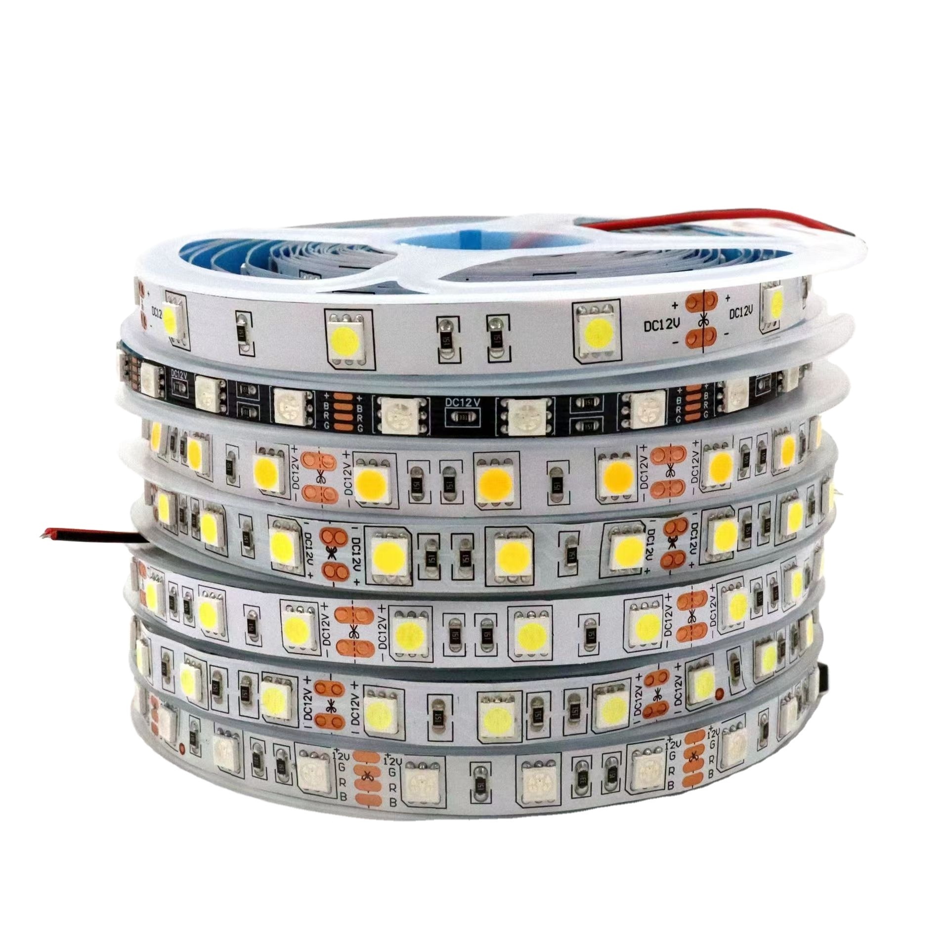 Factory Custom Epistar Chip Without Ic Ip20 Ip65 Dc12V 24V 60Leds/M Smd 5050 Rgb Led Strip