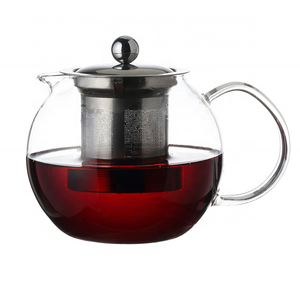 2022 Hot selling small borosilicate glass teapot with short mouth and stainless steel infuser