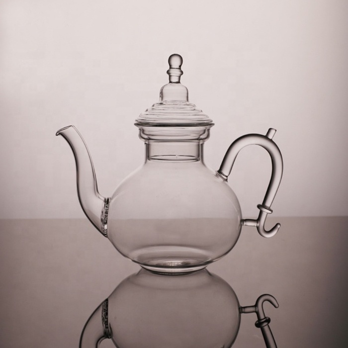 Export to middle east borosilicate glass tea pot with glass heating base