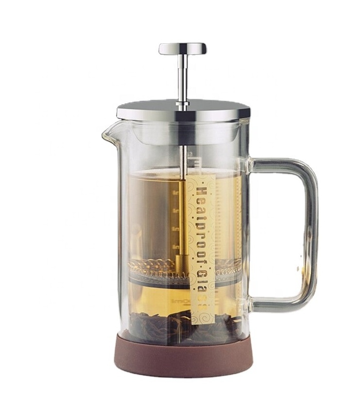 Wholesale Portable French Press Coffee Maker Pot Glass tea pot With Stainless Steel Lid