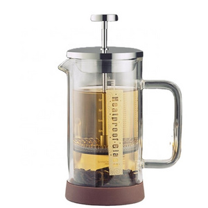 Wholesale Portable French Press Coffee Maker Pot Glass tea pot With Stainless Steel Lid