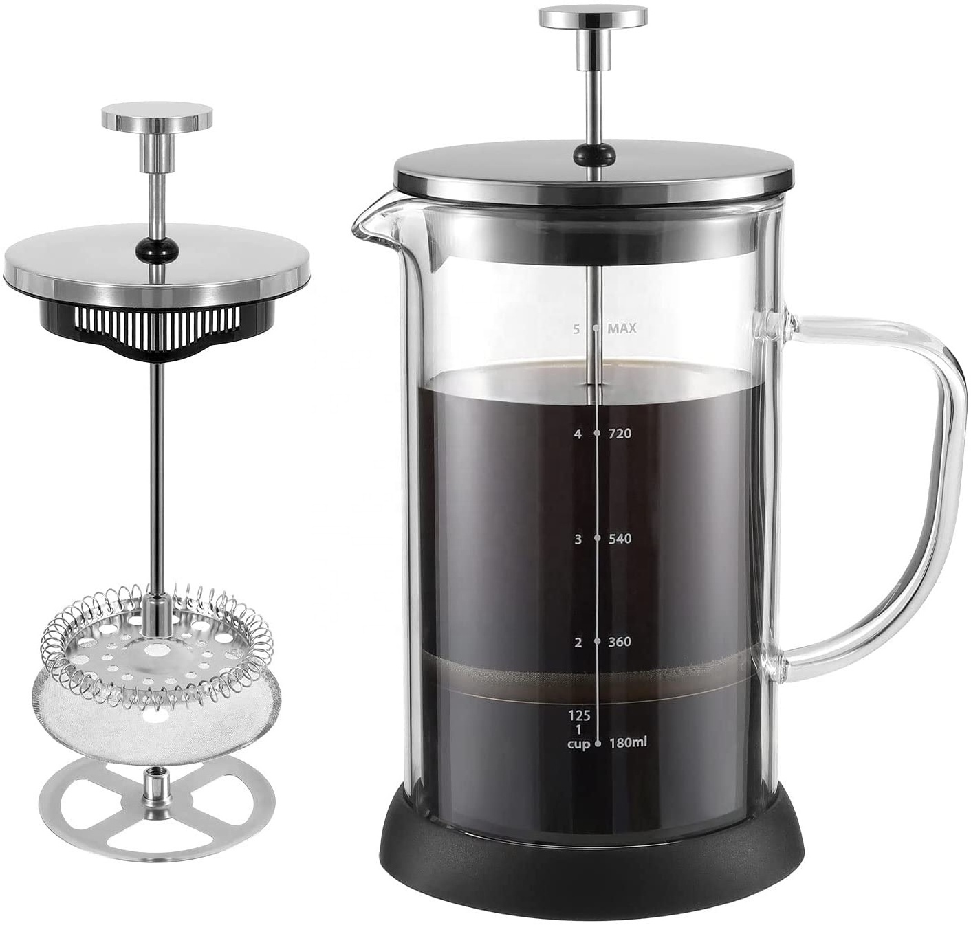 Borosilicate coffee press coffee maker french press tea maker large glass coffee pot with filter