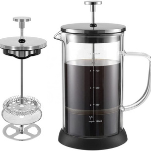 Borosilicate coffee press coffee maker french press tea maker large glass coffee pot with filter