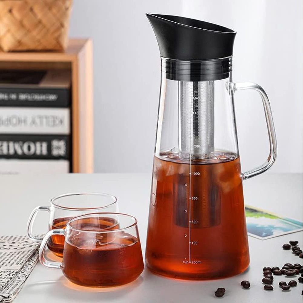 New arrival clear glass cold brew coffee maker glass water pitcher iced tea maker with lid