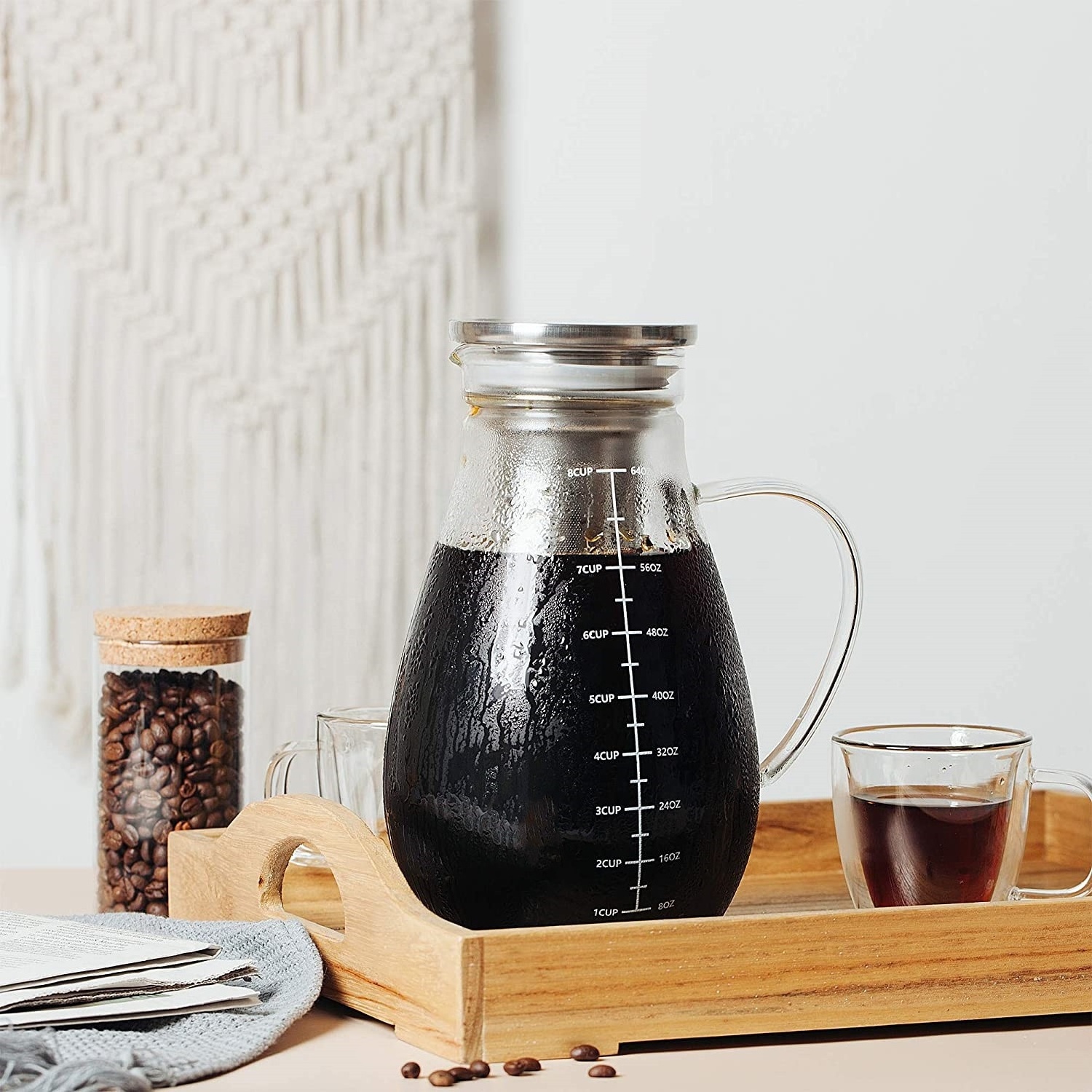 New arrival glass cold coffee maker iced coffee maker cold brew coffee pitcher with handle