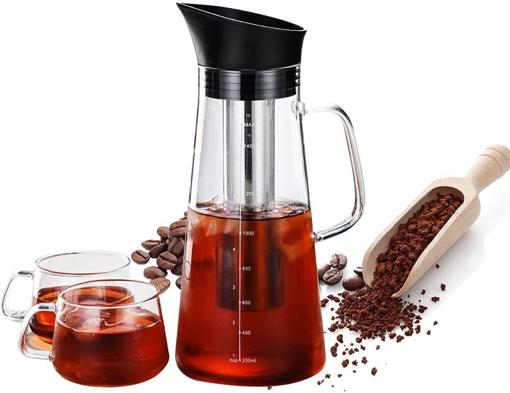 New arrival clear glass cold brew coffee maker glass water pitcher iced tea maker with lid