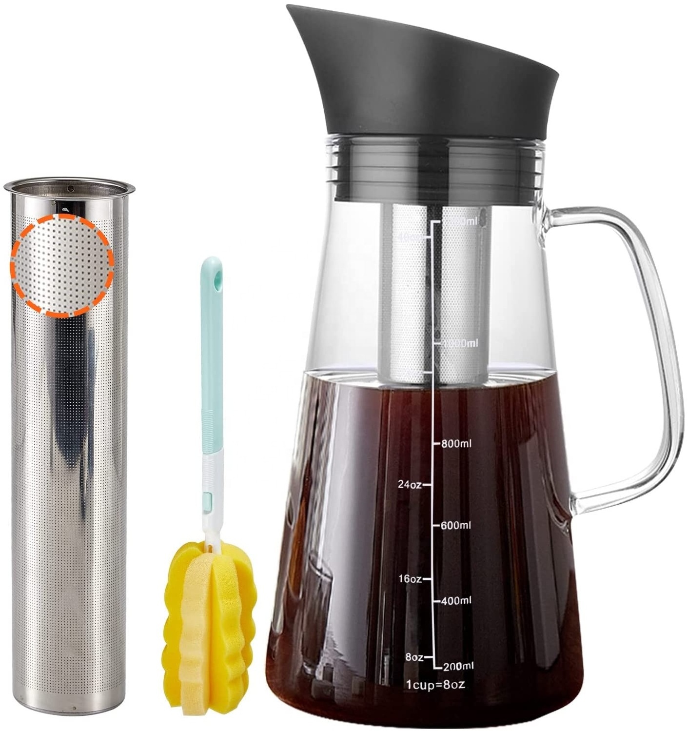 Wholesale cold brew maker airtigh iced cold brew coffee maker glass coffee pot with filter