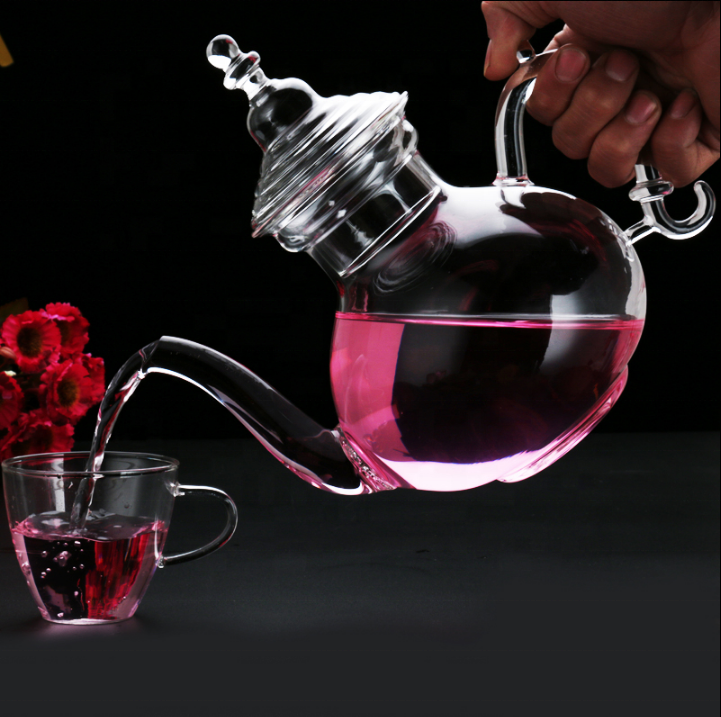 Export to middle east borosilicate glass tea pot with glass heating base