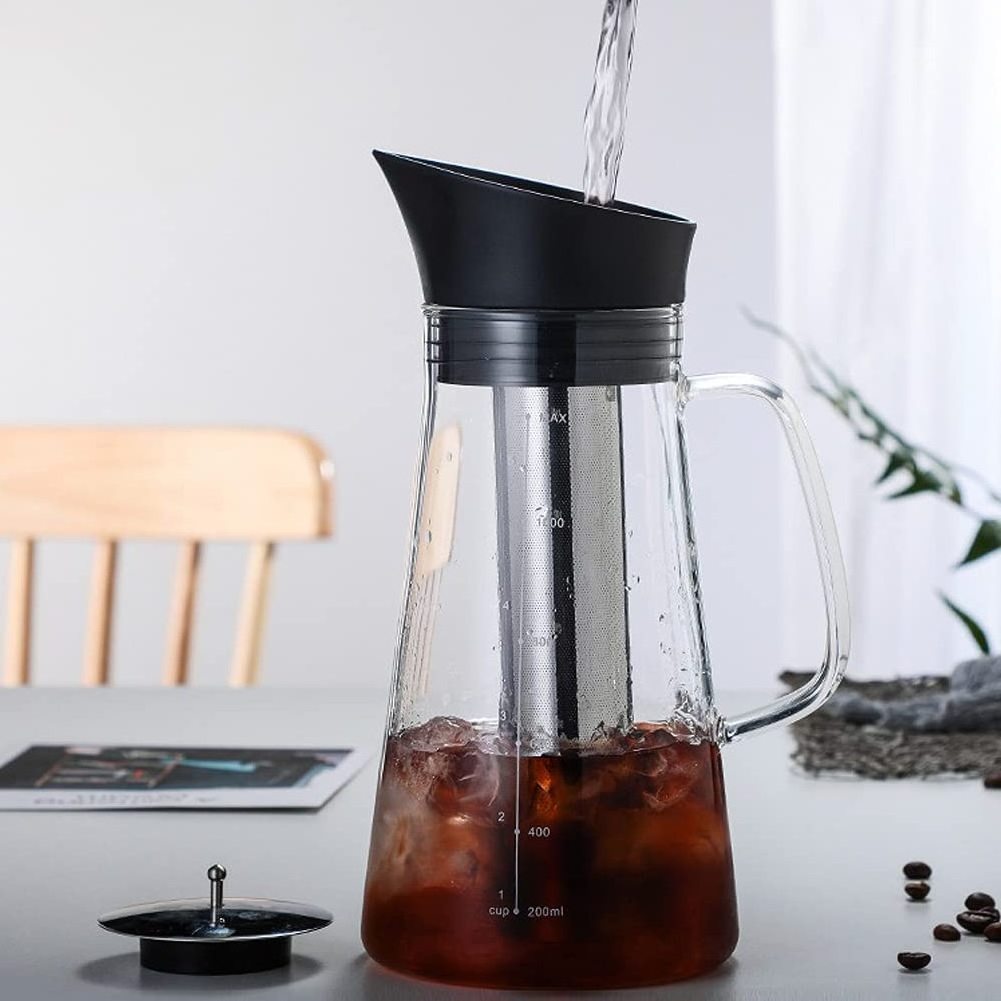 New arrival clear glass cold brew coffee maker glass water pitcher iced tea maker with lid