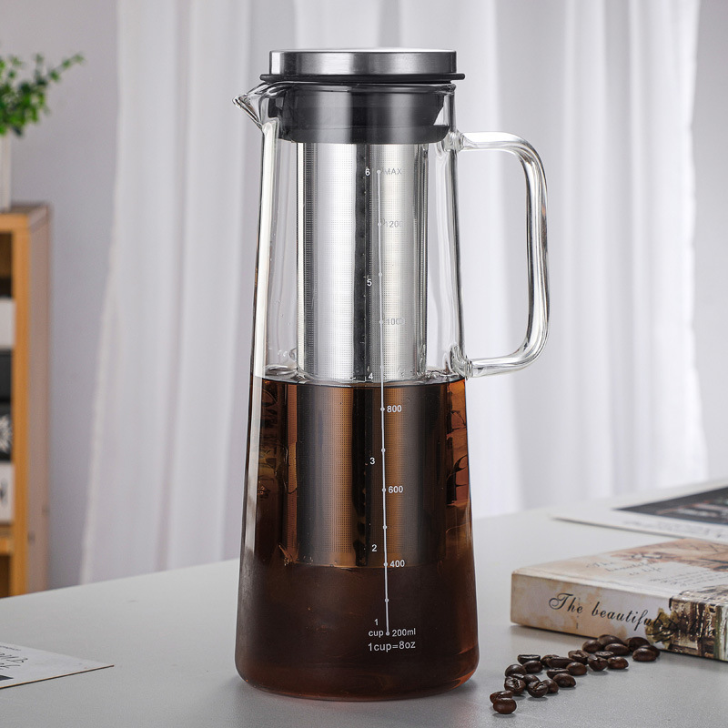 Custom logo large iced tea maker cold brew coffee maker glass fruit pitcher with tea infuser