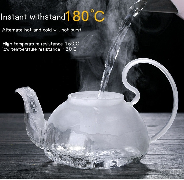 High grade transparent tea pot with infuser glass tea pot tea kettle