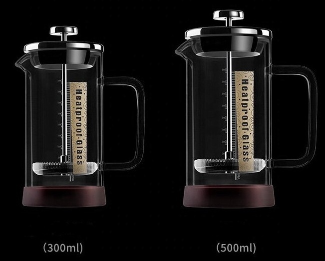 Wholesale Portable French Press Coffee Maker Pot Glass tea pot With Stainless Steel Lid