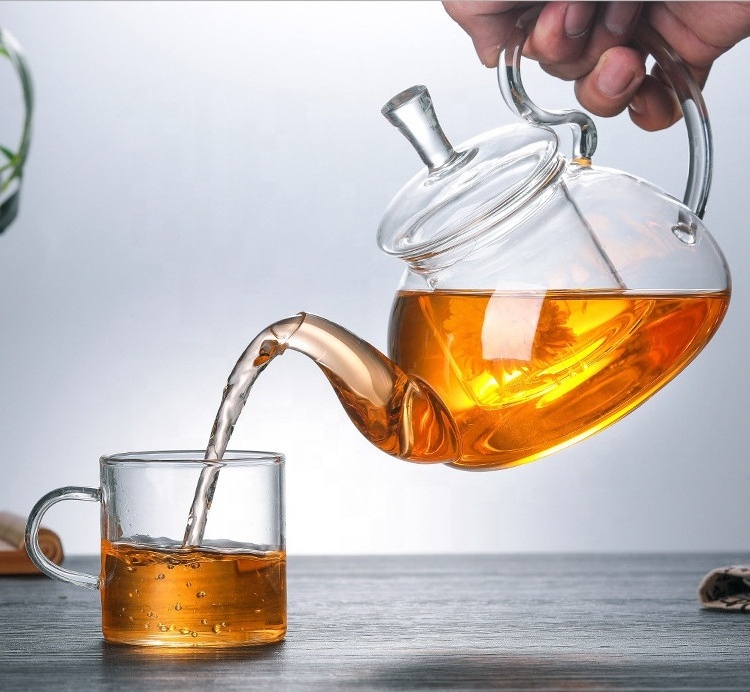 High grade transparent tea pot with infuser glass tea pot tea kettle