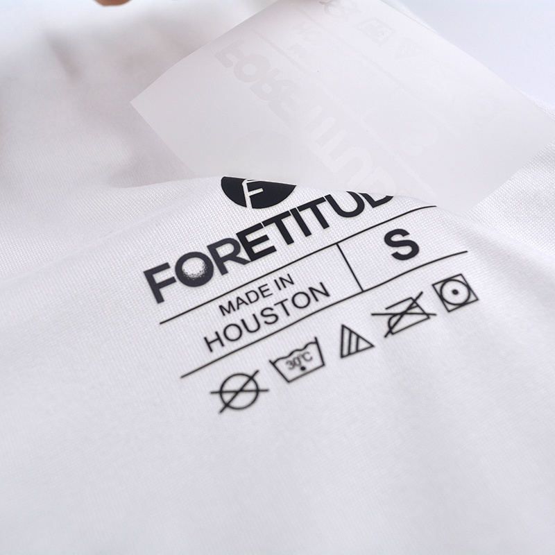 Custom High Quality Brand Logo Print Thermal Transfer Clothing Label Paper Hot Iron on Care Label for T-Shirt