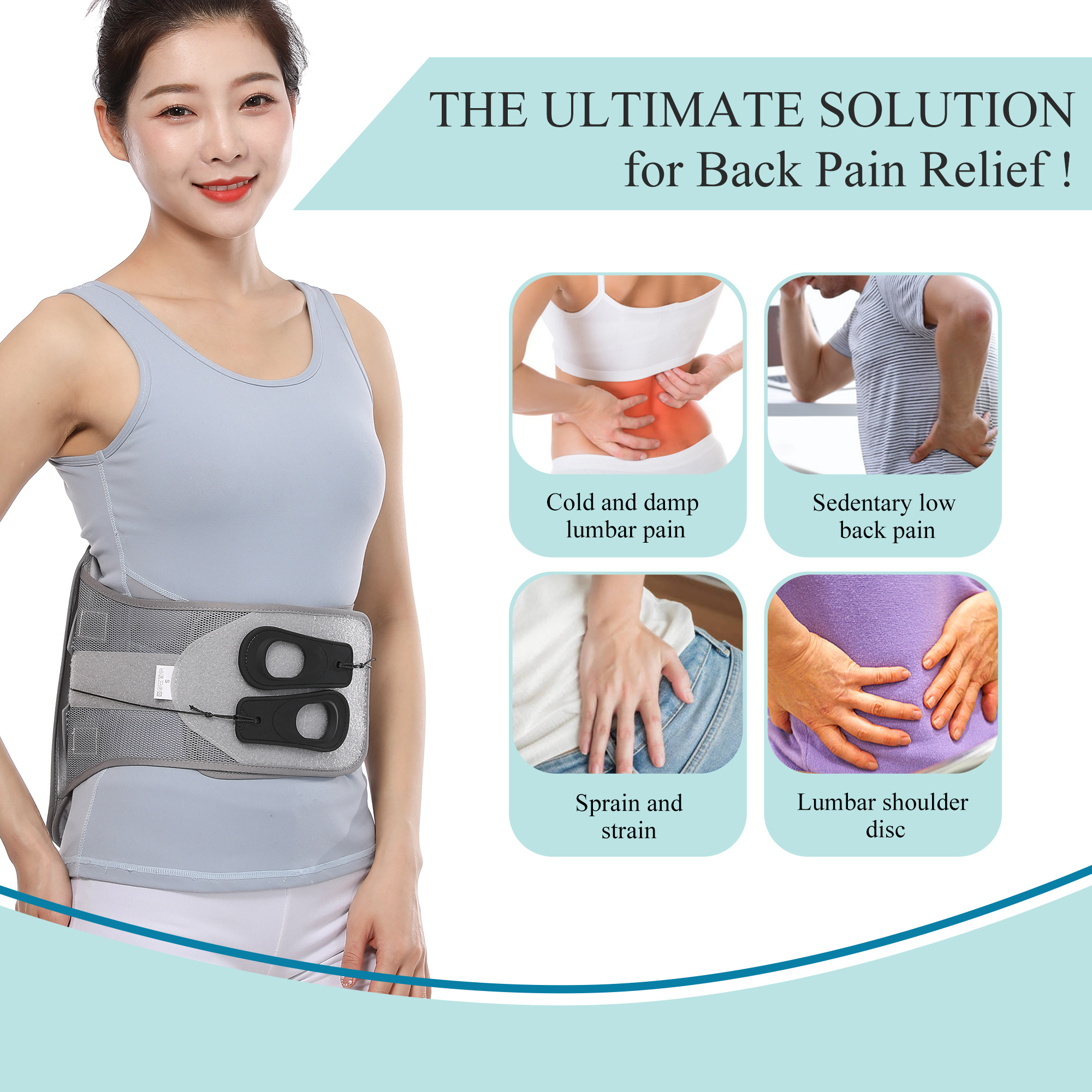 Adjustable Breathable Waist Back Support Straps Lower Back Fixation Belt Lumbar Brace for back pain