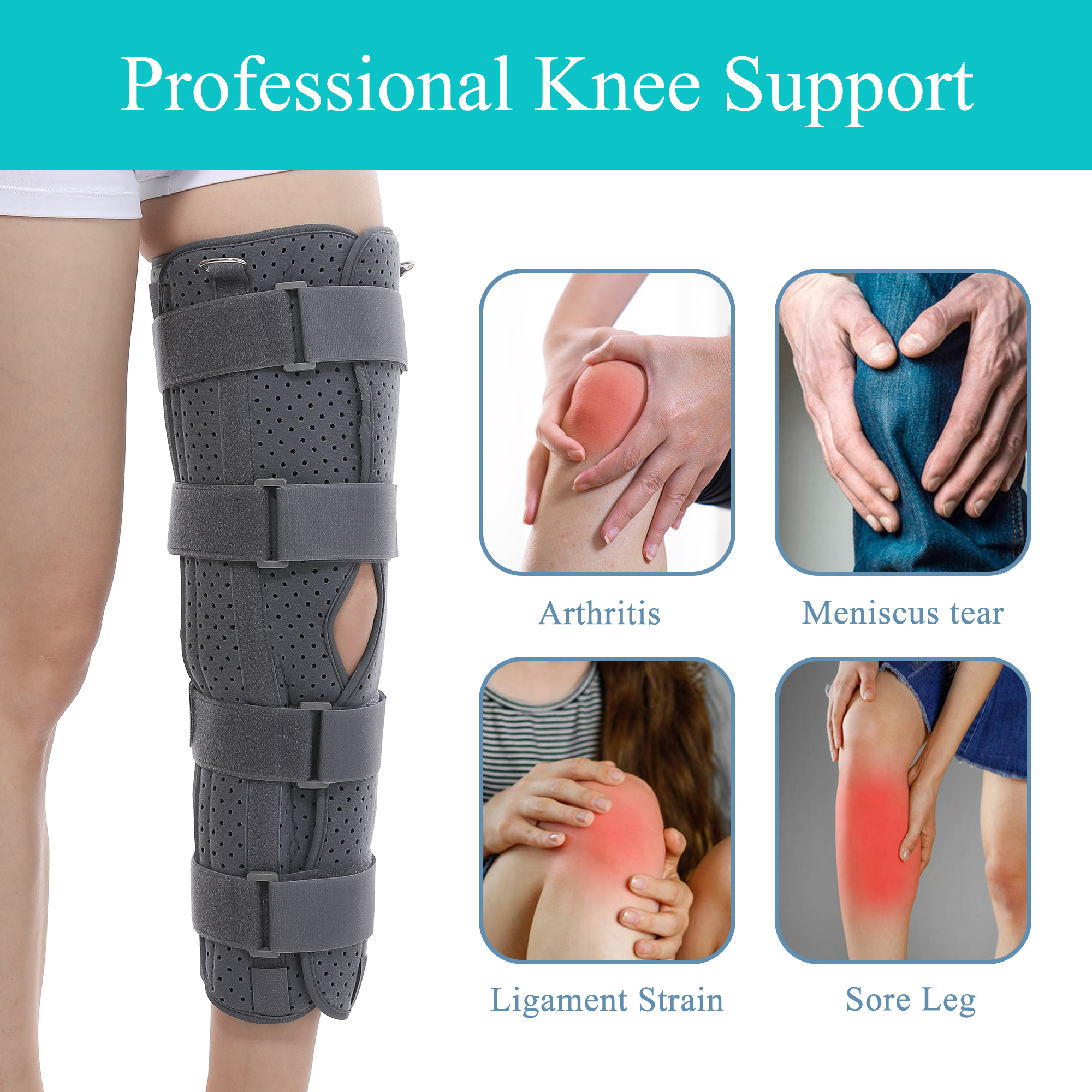 Knee Joint Fixation Steel Plate Support For Meniscus Fracture Orthopedic Adjust Knee Lower Limb Brace Leg