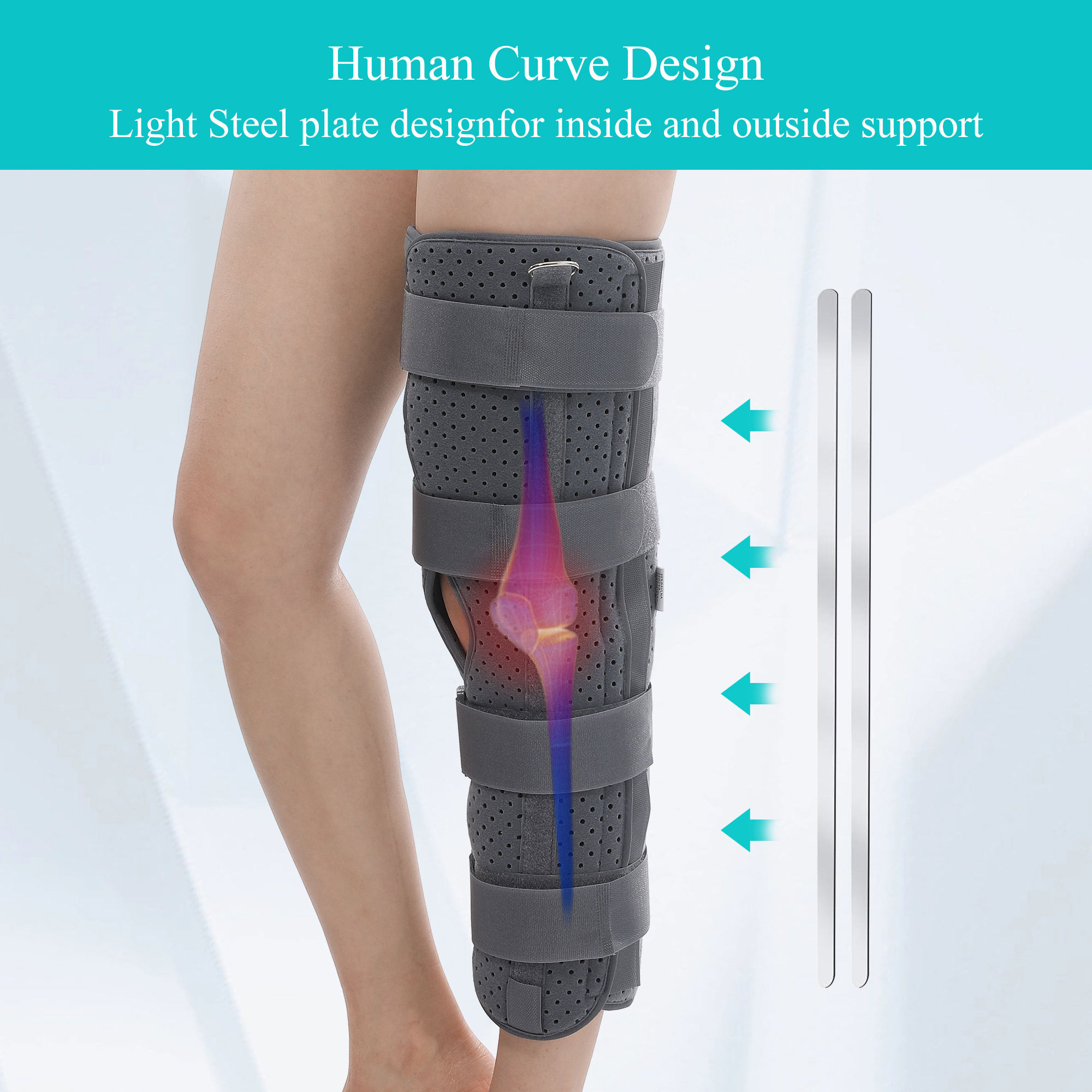 Knee Joint Fixation Steel Plate Support For Meniscus Fracture Orthopedic Adjust Knee Lower Limb Brace Leg