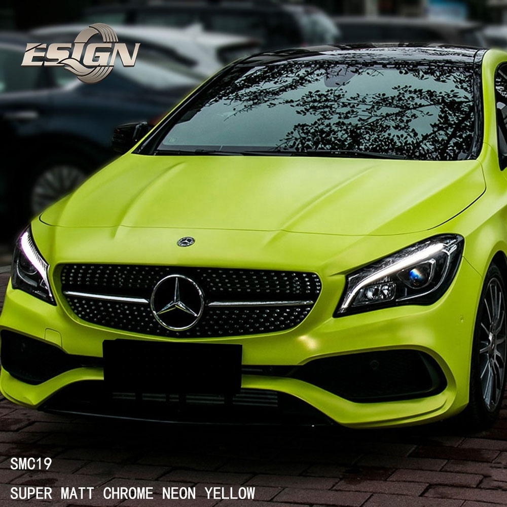 SUPER MATT CHROME NEON YELLOW Car Wrap Vinyl Full Rolls Auto PVC  Vinyl Film Self Adhesive Air Bubble Free