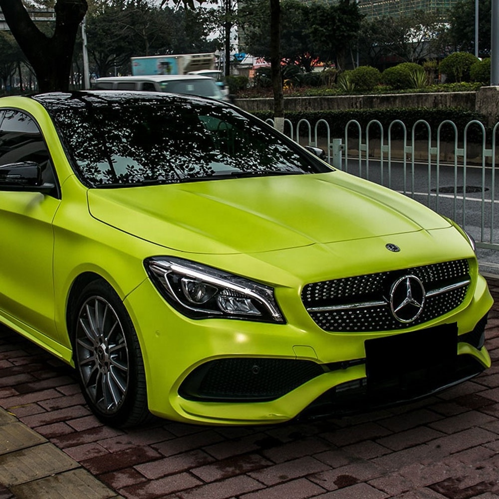 SUPER MATT CHROME NEON YELLOW Car Wrap Vinyl Full Rolls Auto PVC  Vinyl Film Self Adhesive Air Bubble Free