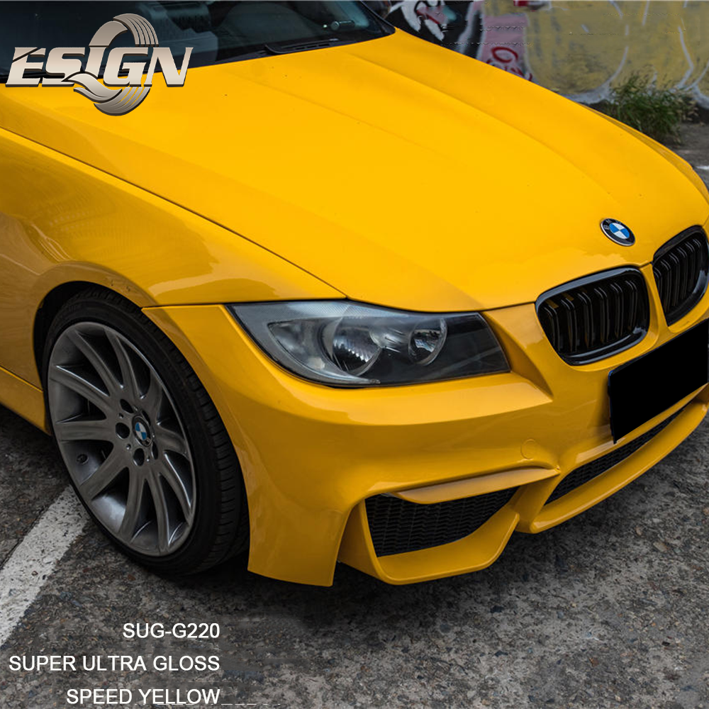 SUPER ULTRA GLOSS SPEED YELLOW Car Wrapping Film Self Adhesive Vinyl For Cars