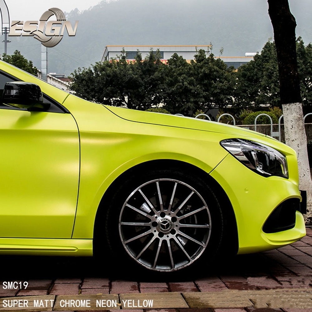 SUPER MATT CHROME NEON YELLOW Car Wrap Vinyl Full Rolls Auto PVC  Vinyl Film Self Adhesive Air Bubble Free