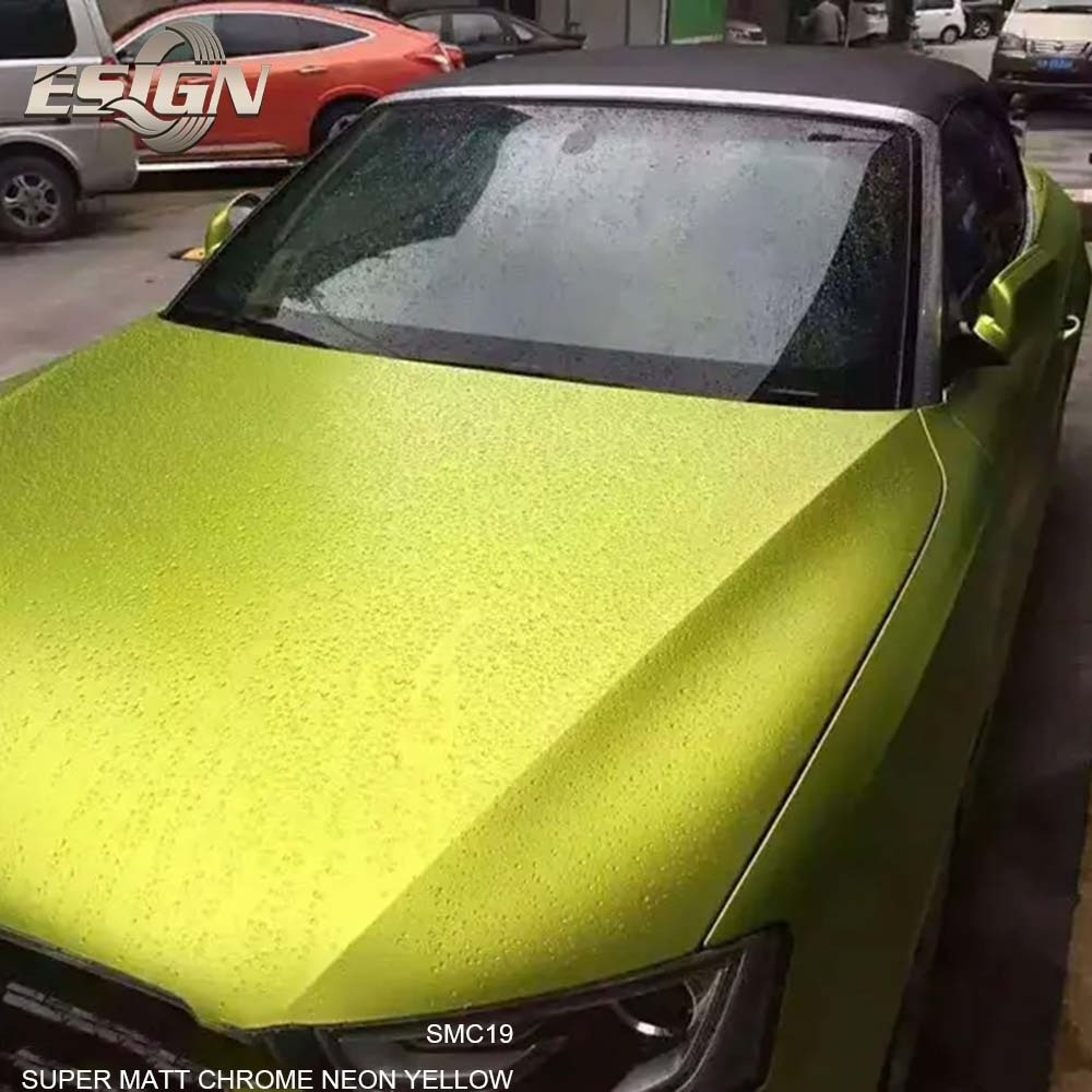 SUPER MATT CHROME NEON YELLOW Car Wrap Vinyl Full Rolls Green Console Computer Laptop 1pc Skin Sticker Film 152CM*18M