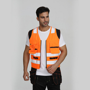 Reflective safety hi vis vest with Chest pockets