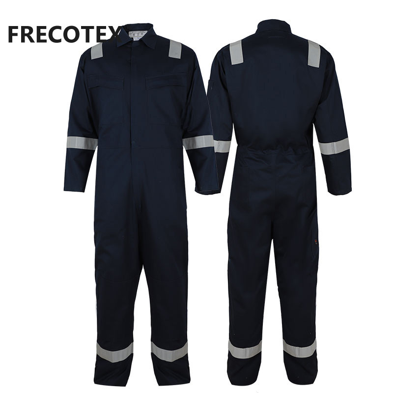 Wholesale Men Black Safety Fire Retardant Coverall Industrial Workwear Mechanics Oil Resistant Fireproof Working FR Coveralls